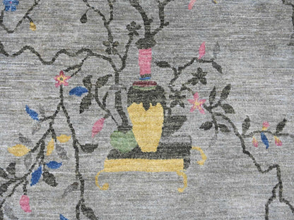 Peshawar Oushak hand-knotted wool rug in Gray & Green, 9' x 12'4" — SKU O022624 (view 8)