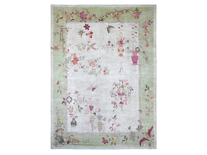 Peshawar Oushak hand-knotted wool rug in Gray & Green, 8'10" x 11'11" — SKU O022625