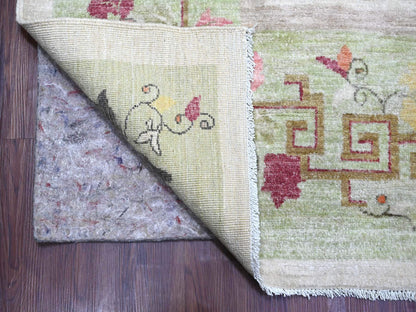 Peshawar Oushak hand-knotted wool rug in Gray & Green, 8'10" x 11'11" — SKU O022625 (view 4)