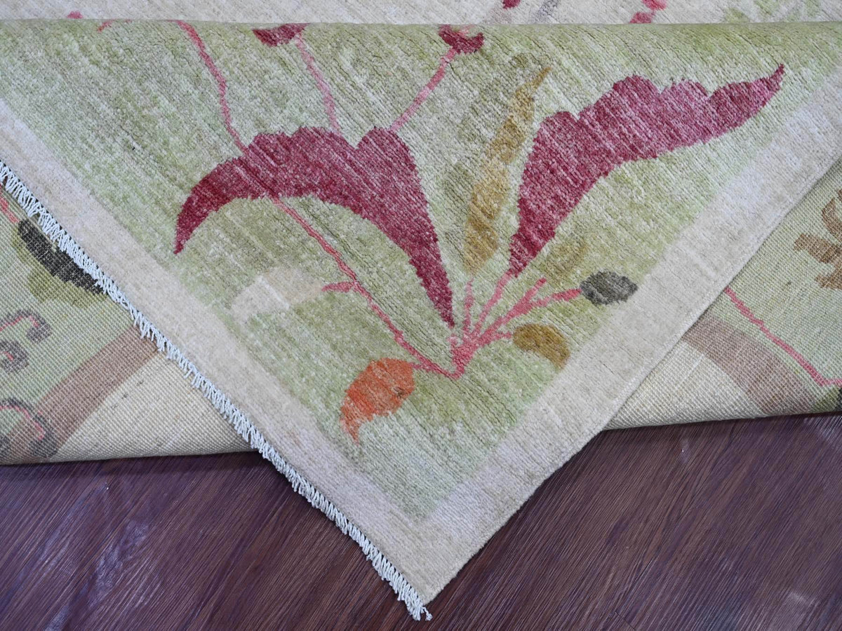 Peshawar Oushak hand-knotted wool rug in Gray & Green, 8'10" x 11'11" — SKU O022625 (view 6)