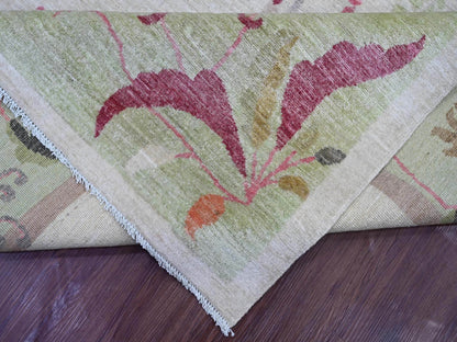 Peshawar Oushak hand-knotted wool rug in Gray & Green, 8'10" x 11'11" — SKU O022625 (view 6)