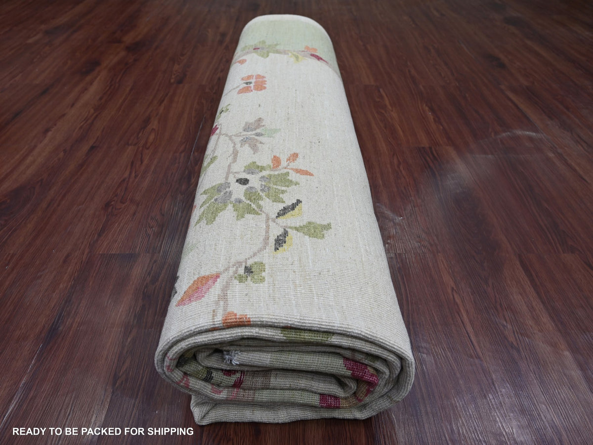 Peshawar Oushak hand-knotted wool rug in Gray & Green, 8'10" x 11'11" — SKU O022625 (view 9)