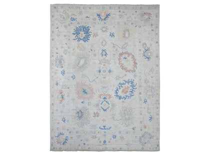 Grey 8'10" x 11'8" Oushak And Peshawar Hand knotted Wool Rug - Sku: O022626