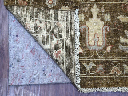 Brown 9'2" x 11'8" Oushak And Peshawar Hand knotted Wool Rug - Sku: O022627