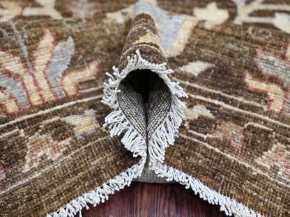 Brown 9'2" x 11'8" Oushak And Peshawar Hand knotted Wool Rug - Sku: O022627