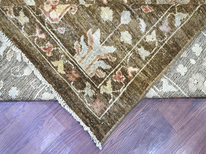 Brown 9'2" x 11'8" Oushak And Peshawar Hand knotted Wool Rug - Sku: O022627