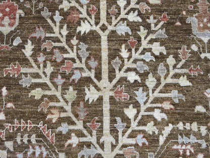 Brown 9'2" x 11'8" Oushak And Peshawar Hand knotted Wool Rug - Sku: O022627