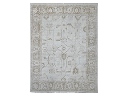 Grey 9'2" x 11'11" Oushak And Peshawar Hand knotted Wool Rug - Sku: O022629