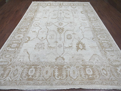 Grey 9'2" x 11'11" Oushak And Peshawar Hand knotted Wool Rug - Sku: O022629