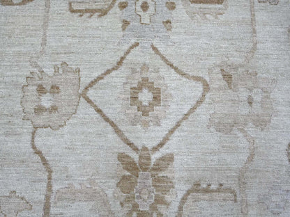 Grey 9'2" x 11'11" Oushak And Peshawar Hand knotted Wool Rug - Sku: O022629