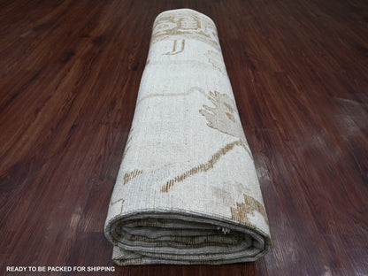 Grey 9'2" x 11'11" Oushak And Peshawar Hand knotted Wool Rug - Sku: O022629