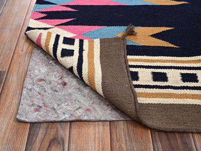 Flat-Weave hand-knotted wool rug in Blue, 8'4" x 9'7" — SKU O02262 (view 3)