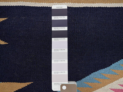 Blue 8'4" x 9'7" Flat Weave Hand woven Wool Rug - Sku: O02262