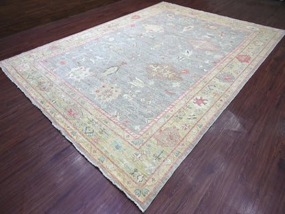Grey 10'0" x 13'7" Oushak And Peshawar Hand knotted Wool Rug - Sku: O022632