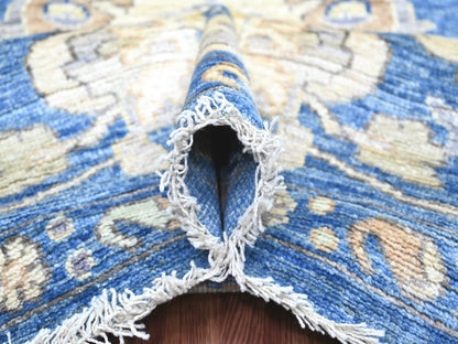 Blue 9'9" x 9'10" Oushak And Peshawar Hand knotted Wool Rug - Sku: O022633