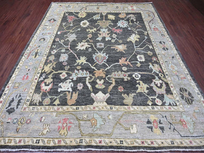 Grey 8'2" x 9'10" Oushak And Peshawar Hand knotted Wool Rug - Sku: O022635