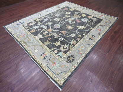 Grey 8'2" x 9'10" Oushak And Peshawar Hand knotted Wool Rug - Sku: O022635