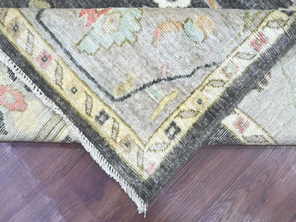 Grey 8'2" x 9'10" Oushak And Peshawar Hand knotted Wool Rug - Sku: O022635