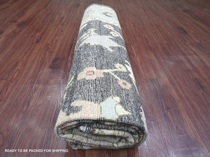 Grey 8'2" x 9'10" Oushak And Peshawar Hand knotted Wool Rug - Sku: O022635