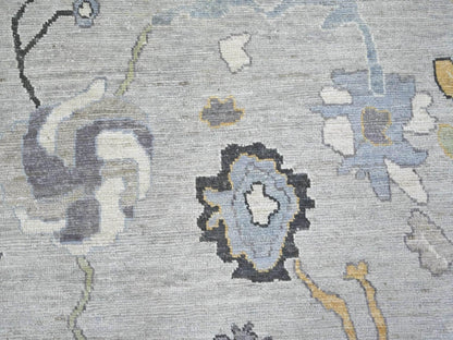 Grey 8'1" x 9'7" Oushak And Peshawar Hand knotted Wool Rug - Sku: O022638