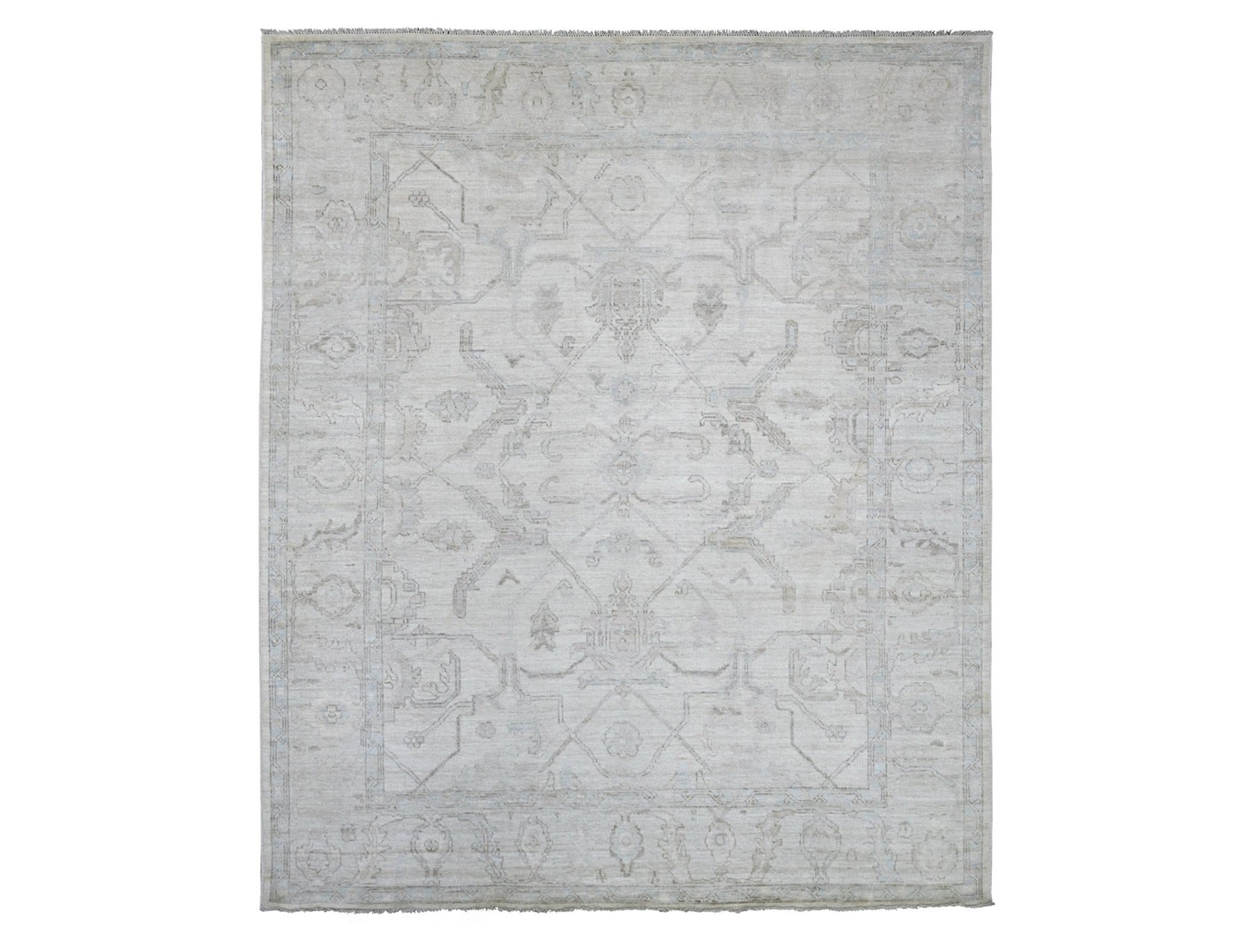 Ivory 8'1" x 9'9" Oushak And Peshawar Hand knotted Wool Rug - Sku: O022639