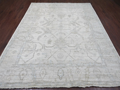 Ivory 8'1" x 9'9" Oushak And Peshawar Hand knotted Wool Rug - Sku: O022639