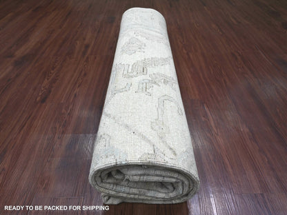 Ivory 8'1" x 9'9" Oushak And Peshawar Hand knotted Wool Rug - Sku: O022639