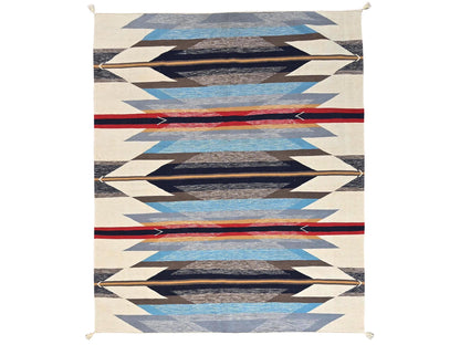 Blue 8'2" x 9'7" Flat Weave Hand woven Wool Rug - Sku: O02263