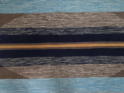 Blue 8'2" x 9'7" Flat Weave Hand woven Wool Rug - Sku: O02263