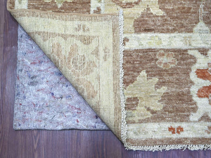 Brown 8'2" x 9'9" Oushak And Peshawar Hand knotted Wool Rug - Sku: O022640