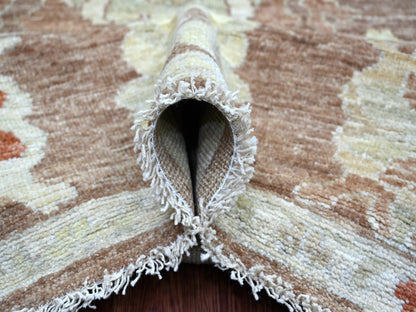 Brown 8'2" x 9'9" Oushak And Peshawar Hand knotted Wool Rug - Sku: O022640