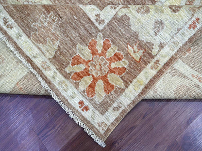 Brown 8'2" x 9'9" Oushak And Peshawar Hand knotted Wool Rug - Sku: O022640