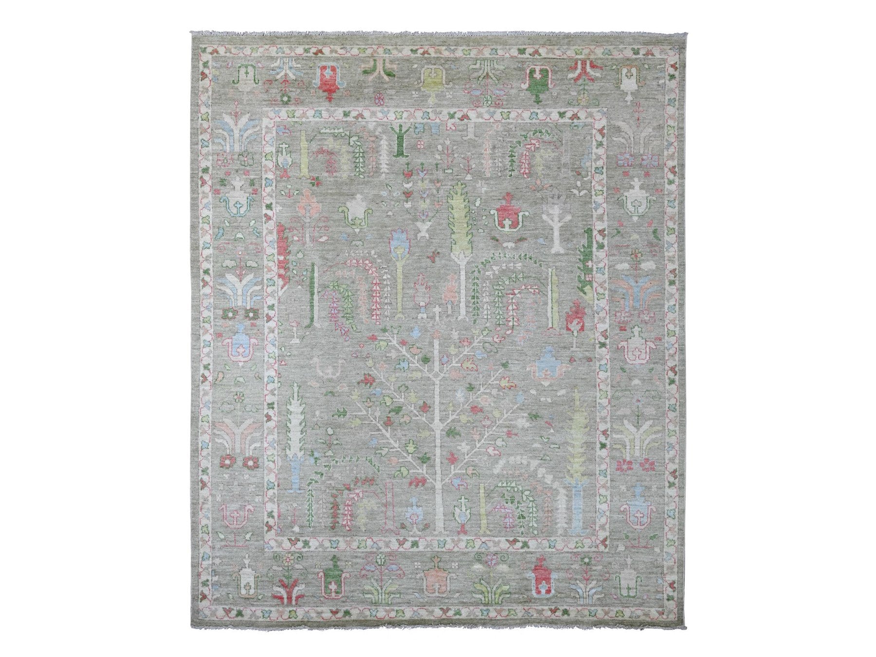 Green 8'0" x 9'8" Oushak And Peshawar Hand knotted Wool Rug - Sku: O022641