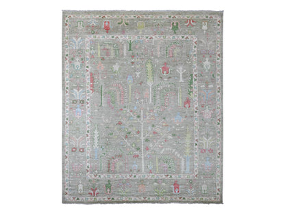 Green 8'0" x 9'8" Oushak And Peshawar Hand knotted Wool Rug - Sku: O022641