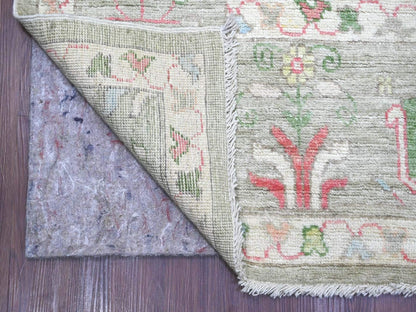 Green 8'0" x 9'8" Oushak And Peshawar Hand knotted Wool Rug - Sku: O022641