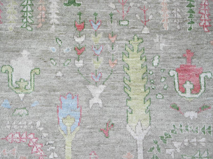 Green 8'0" x 9'8" Oushak And Peshawar Hand knotted Wool Rug - Sku: O022641