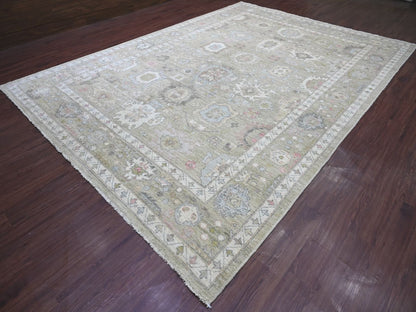 Green 10'0" x 13'11" Oushak And Peshawar Hand knotted Wool Rug - Sku: O022643