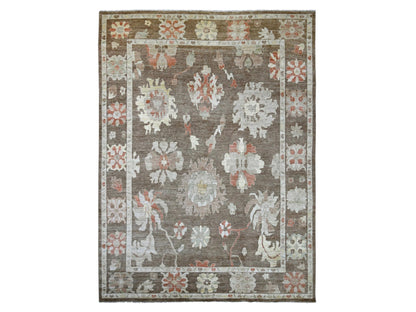 Brown 10'0" x 13'5" Oushak And Peshawar Hand knotted Wool Rug - Sku: O022644