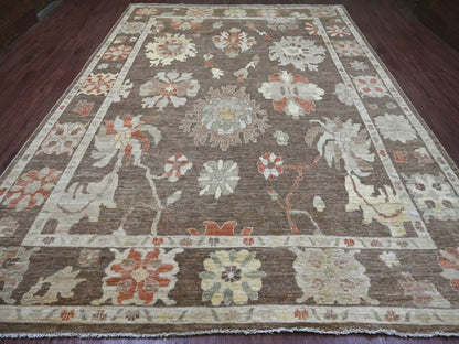Brown 10'0" x 13'5" Oushak And Peshawar Hand knotted Wool Rug - Sku: O022644