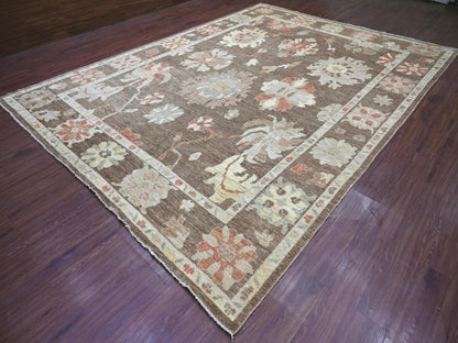 Brown 10'0" x 13'5" Oushak And Peshawar Hand knotted Wool Rug - Sku: O022644