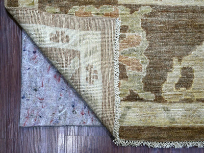 Brown 10'0" x 13'5" Oushak And Peshawar Hand knotted Wool Rug - Sku: O022644