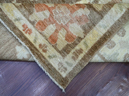 Brown 10'0" x 13'5" Oushak And Peshawar Hand knotted Wool Rug - Sku: O022644