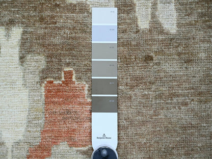 Brown 10'0" x 13'5" Oushak And Peshawar Hand knotted Wool Rug - Sku: O022644