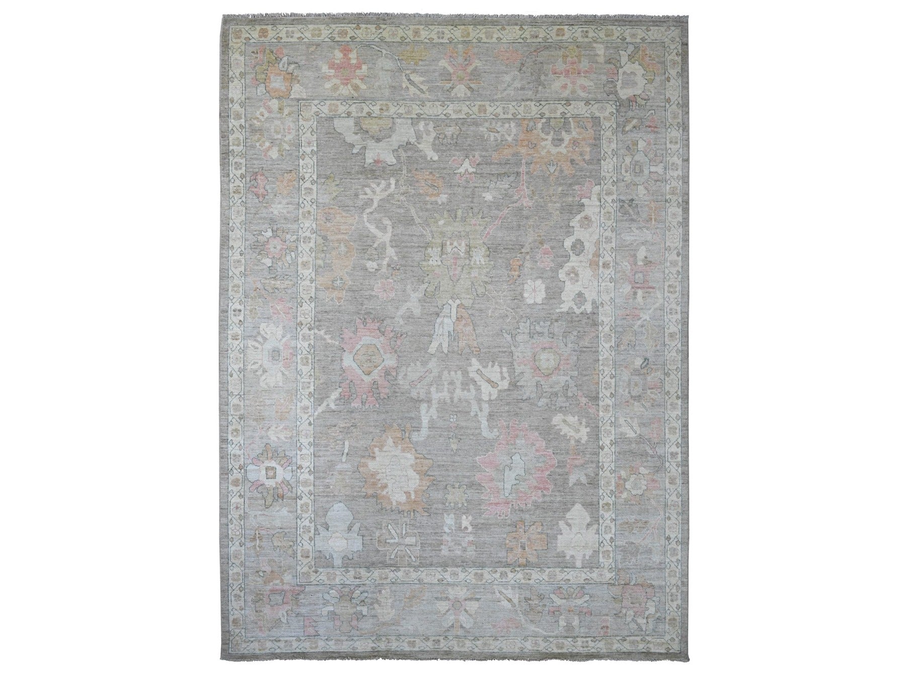 Brown 10'0" x 13'6" Oushak And Peshawar Hand knotted Wool Rug - Sku: O022646