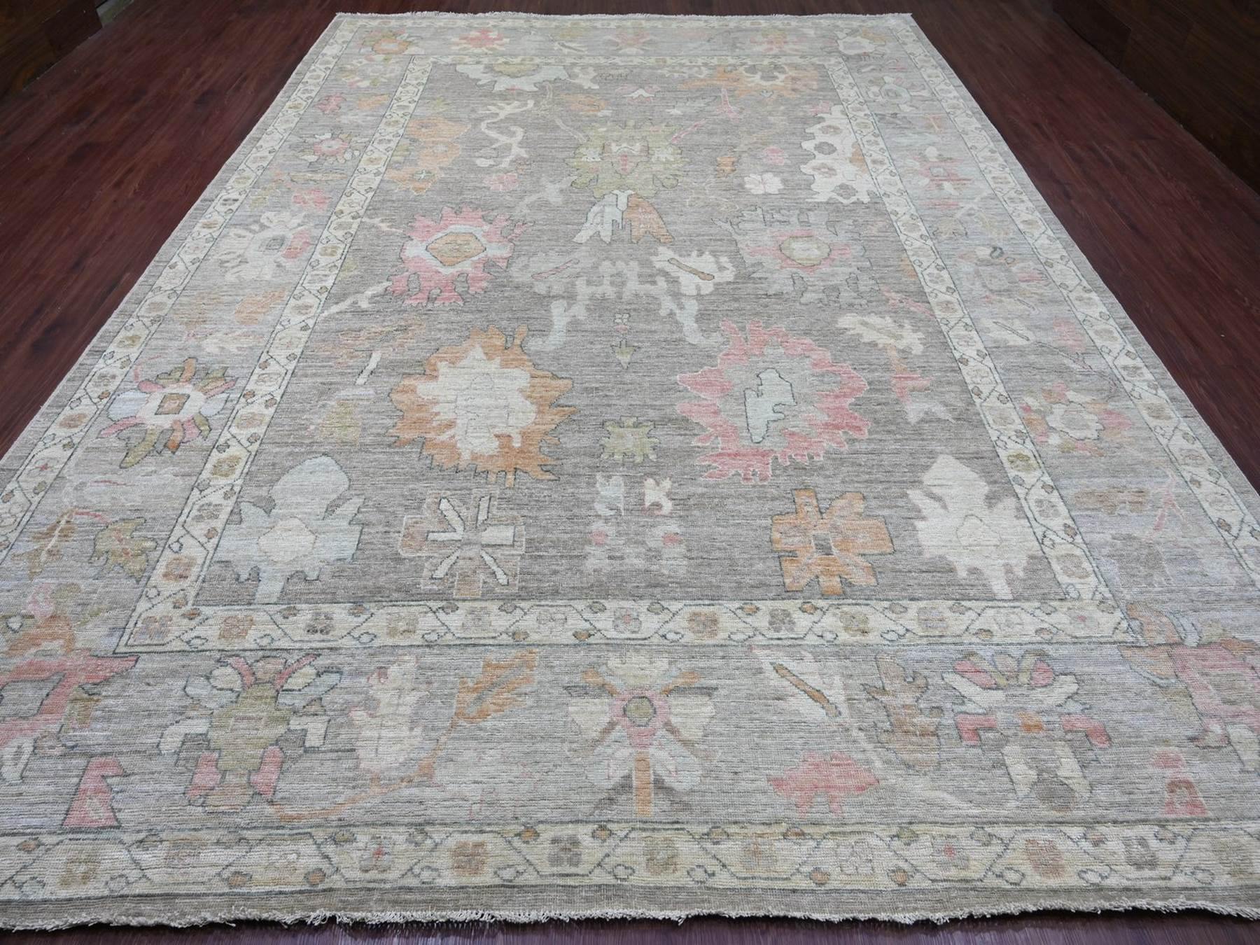 Brown 10'0" x 13'6" Oushak And Peshawar Hand knotted Wool Rug - Sku: O022646