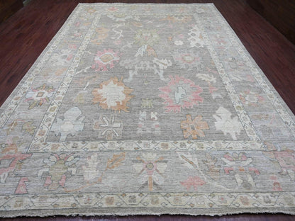 Brown 10'0" x 13'6" Oushak And Peshawar Hand knotted Wool Rug - Sku: O022646