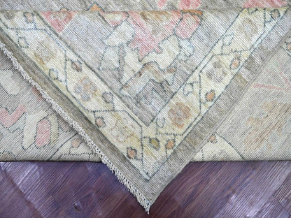 Brown 10'0" x 13'6" Oushak And Peshawar Hand knotted Wool Rug - Sku: O022646