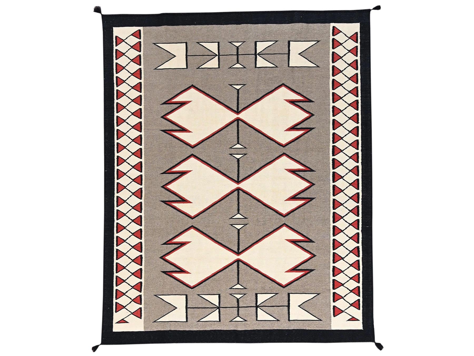 Brown 8'1" x 10'0" Flat Weave Hand woven Wool Rug - Sku: O02264