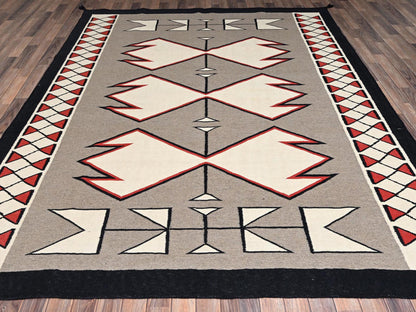 Brown 8'1" x 10'0" Flat Weave Hand woven Wool Rug - Sku: O02264