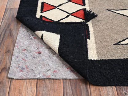 Brown 8'1" x 10'0" Flat Weave Hand woven Wool Rug - Sku: O02264